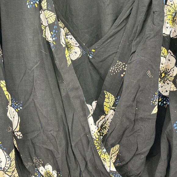Free People Tuscan Dreams Floral Print Boho Tunic Top Black Blouse Size M - Picture 6 of 9